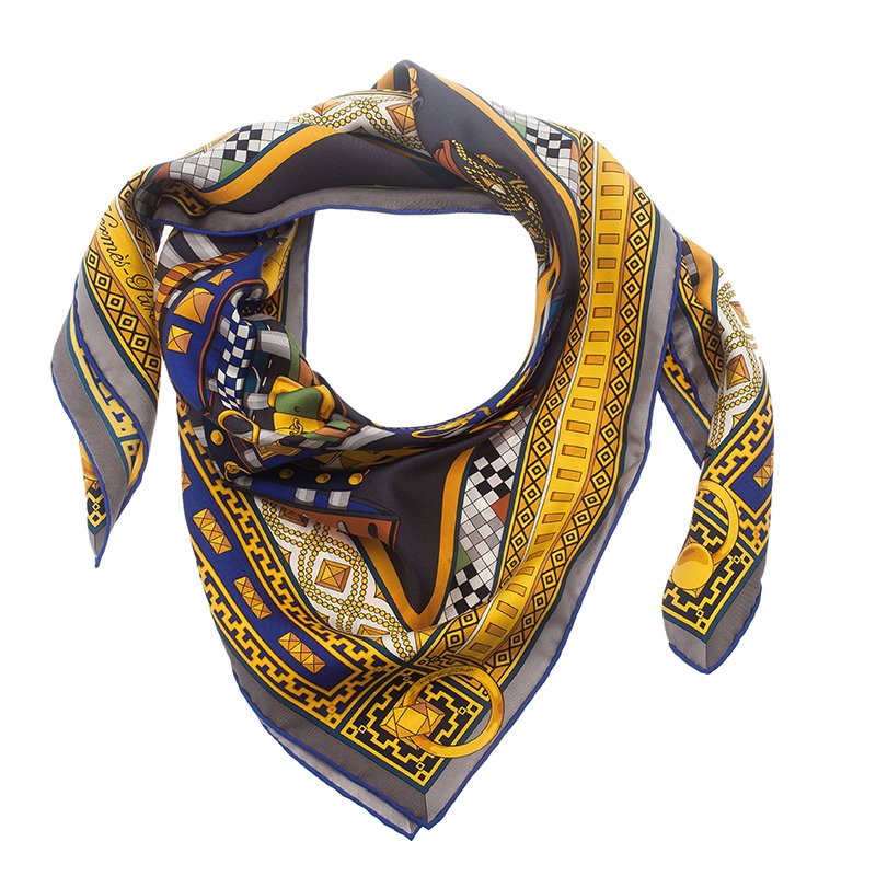 Pre Owned Hermes Blue Collar de Chiens Square Scarf