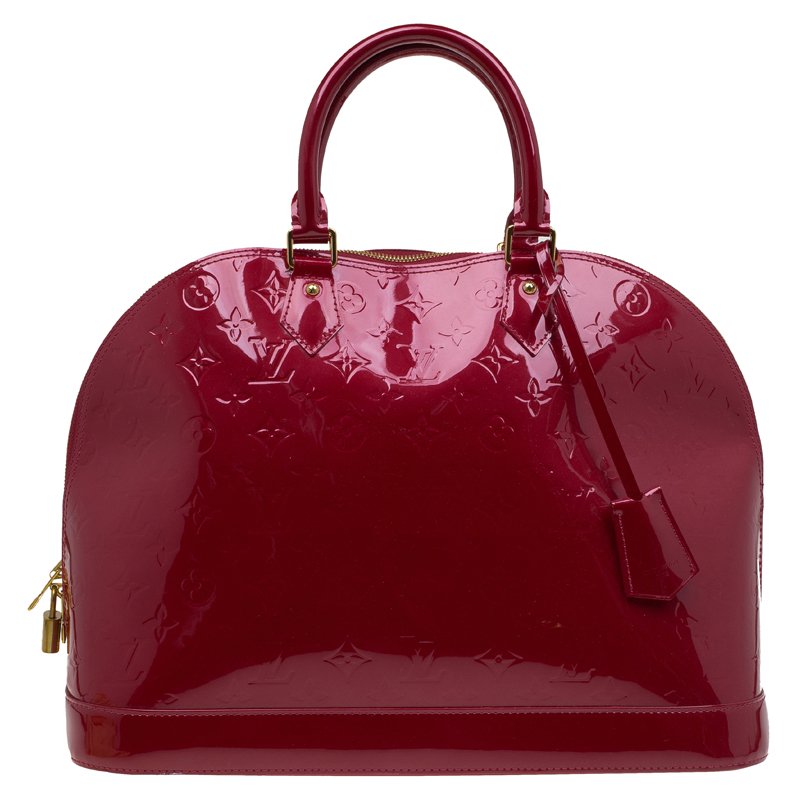 Pre Owned Louis Vuitton Red Monogram Vernis Alma GM Bag