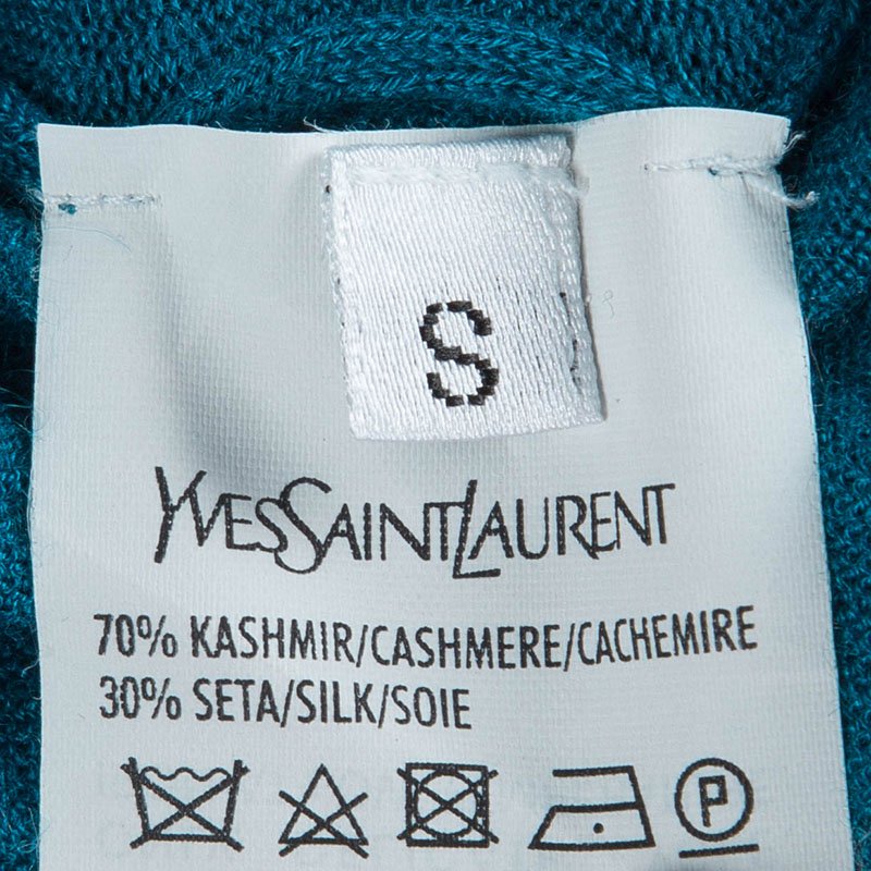 مملوكة مسبقًا Yves Saint Laurent Blue Cashmere Button Down Cardigan S