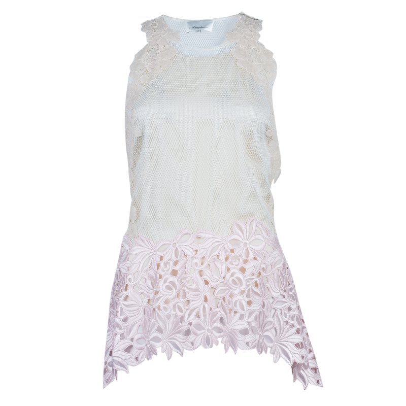 3.1 Phillip Lim Sleeveless Floral Lace Insert Top M 3.1