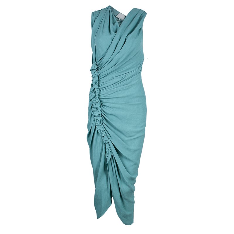 مملوكة مسبقًا 3.1 Phillip Lim Green Gathered Sleeveless Dress M