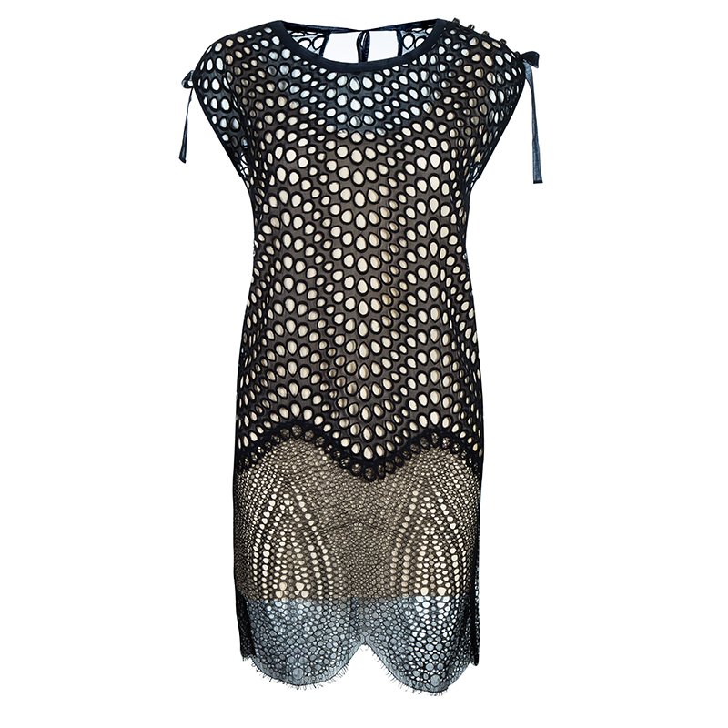 Pre Owned 3.1 Phillip Lim Navy Blue Contrast Lining Eyelet Dress S