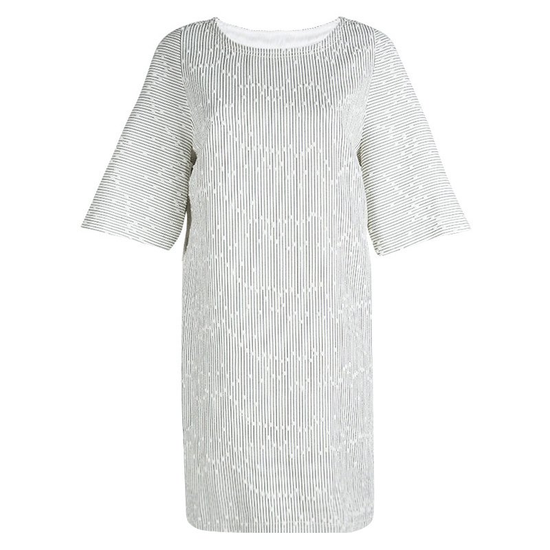 مملوكة مسبقًا 3.1 Phillip Lim Off White Striped Textured Shift Dress S