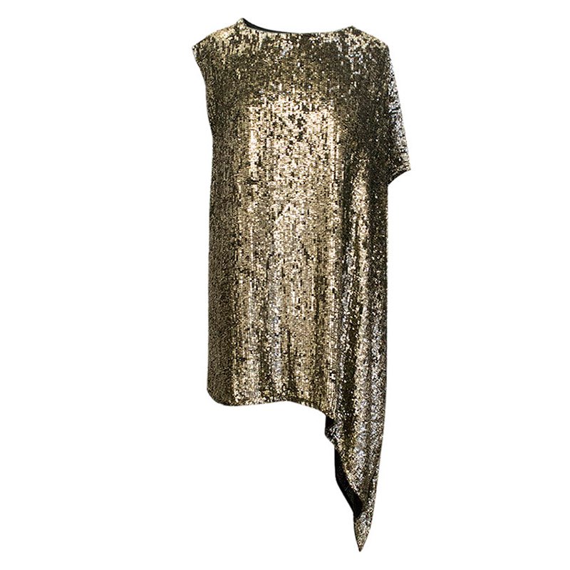 3.1 Phillip Lim Gold Sequin Embellished Asymmetric Tunic XS