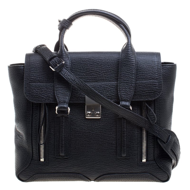 Pre Owned حقيبة يد 3.1 فيليب ليم بيشلي كبيرة جلد سوداء