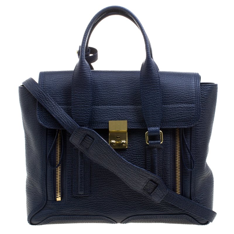 Pre Owned 3.1 Phillip Lim Navy Blue Leather Medium Pashli Satchel