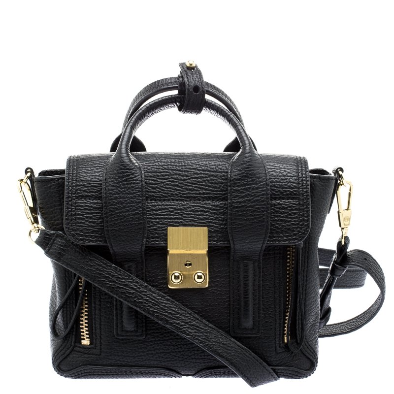 مملوكة مسبقًا حقيبة 3.1 فيليب ليم ميني باشلي جلد أسود