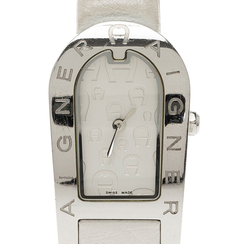 Pre Owned Aigner White Stainless Steel Olbia Women's Wristwatch 22MM