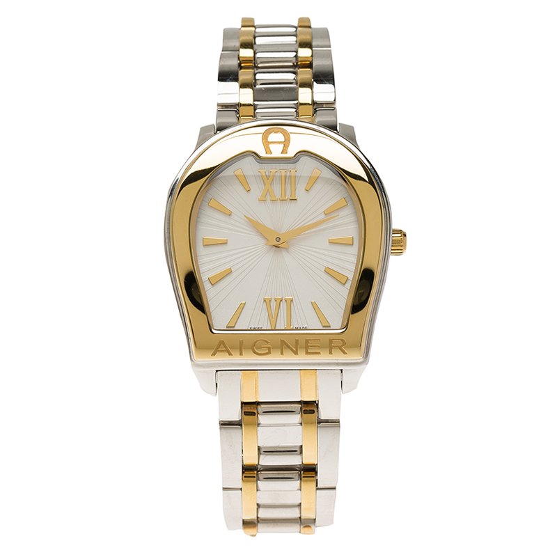 Aigner White Gold-Plated Stainless Steel Verona Women's Wristwatch 33MM