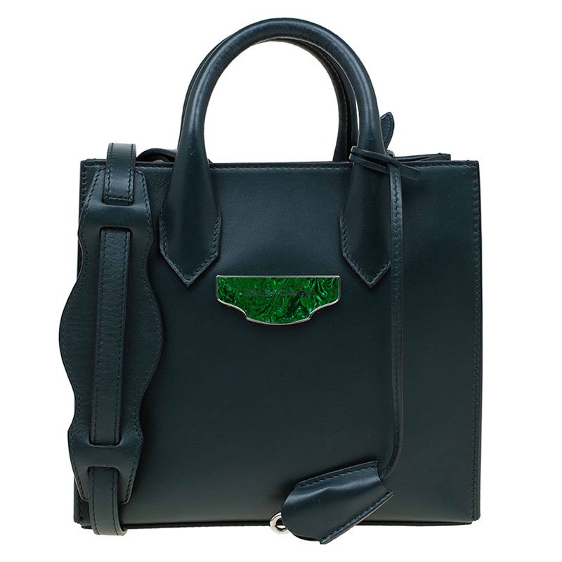 Balenciaga Dark Green Leather Mini All Afternoon Tote