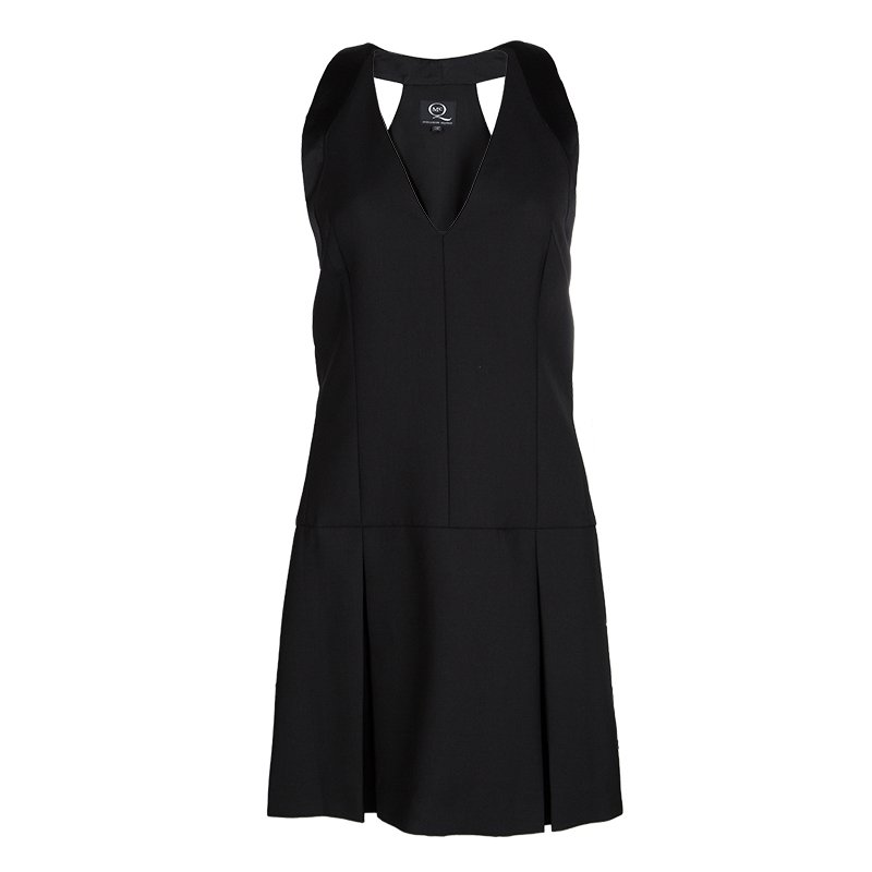 Pre Owned Alexander McQueen Black Wool Tux Line Dress S