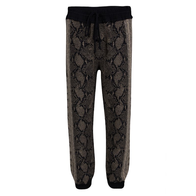 Pre Owned Alexander McQueen Snake Skin Pattern Jacquard Knit Jogger Pants S