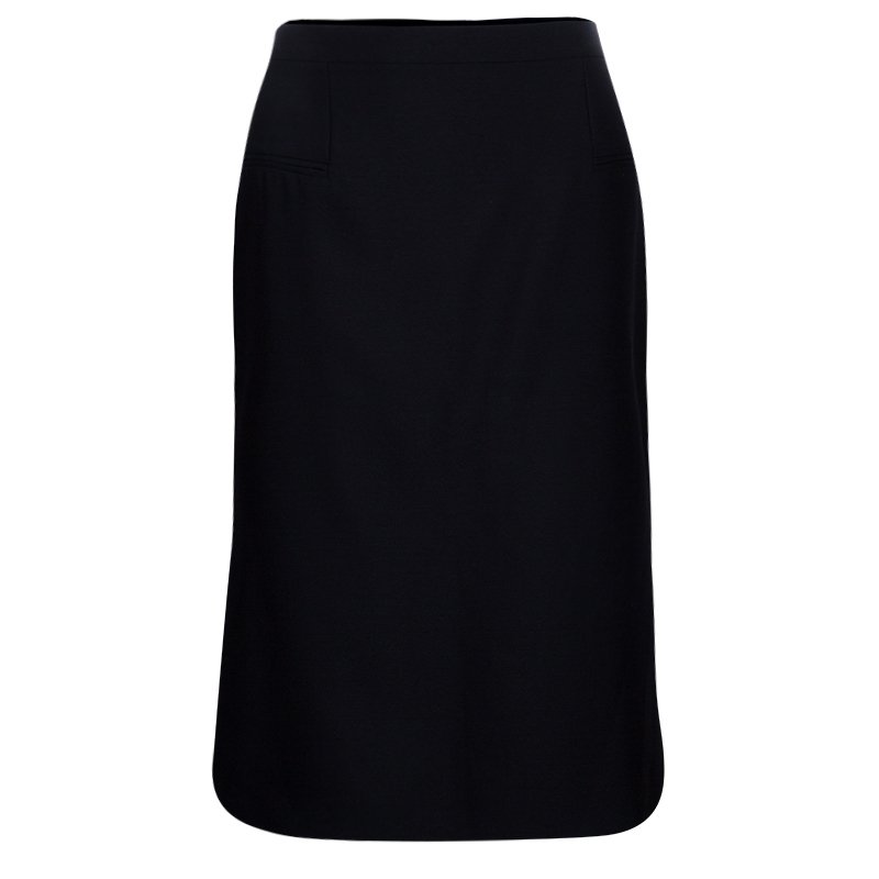 Pre Owned Alexander McQueen Black Wool and Silk Skirt L