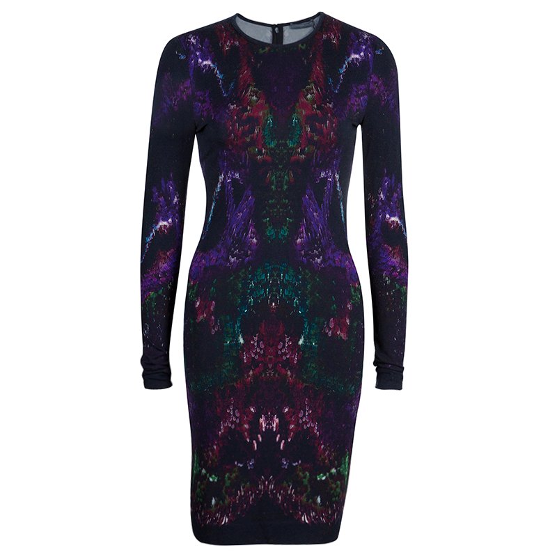 مملوكة مسبقًا Alexander McQueen Black Printed Knit Dress S