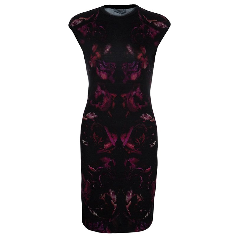Pre Owned Alexander McQueen Rose Print Sleeveless Dress L