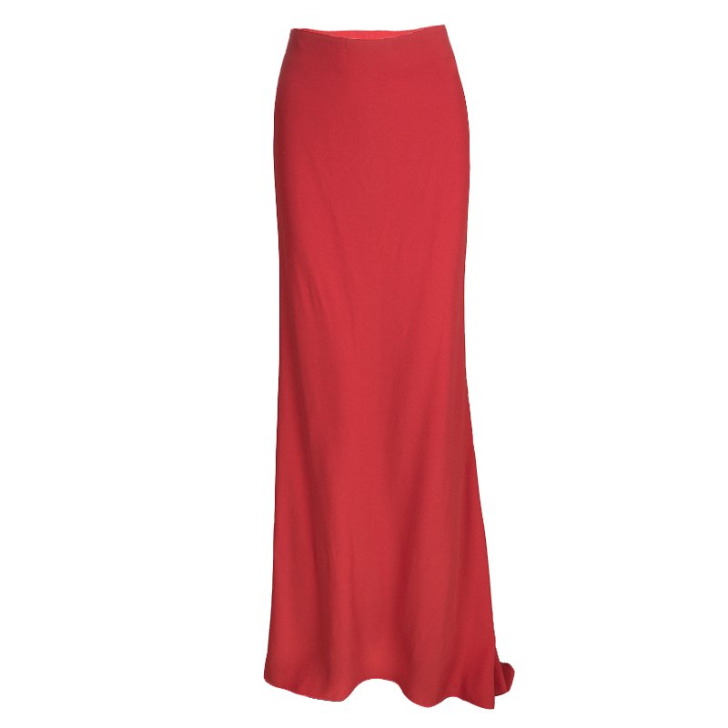 Alexander McQueen Red Crepe Flared Maxi Skirt S