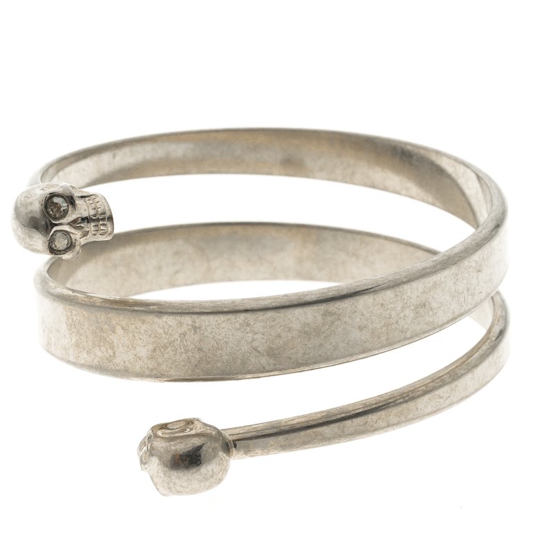 Pre Owned Alexander McQueen Skull Silver Tone Bracelet 20cm