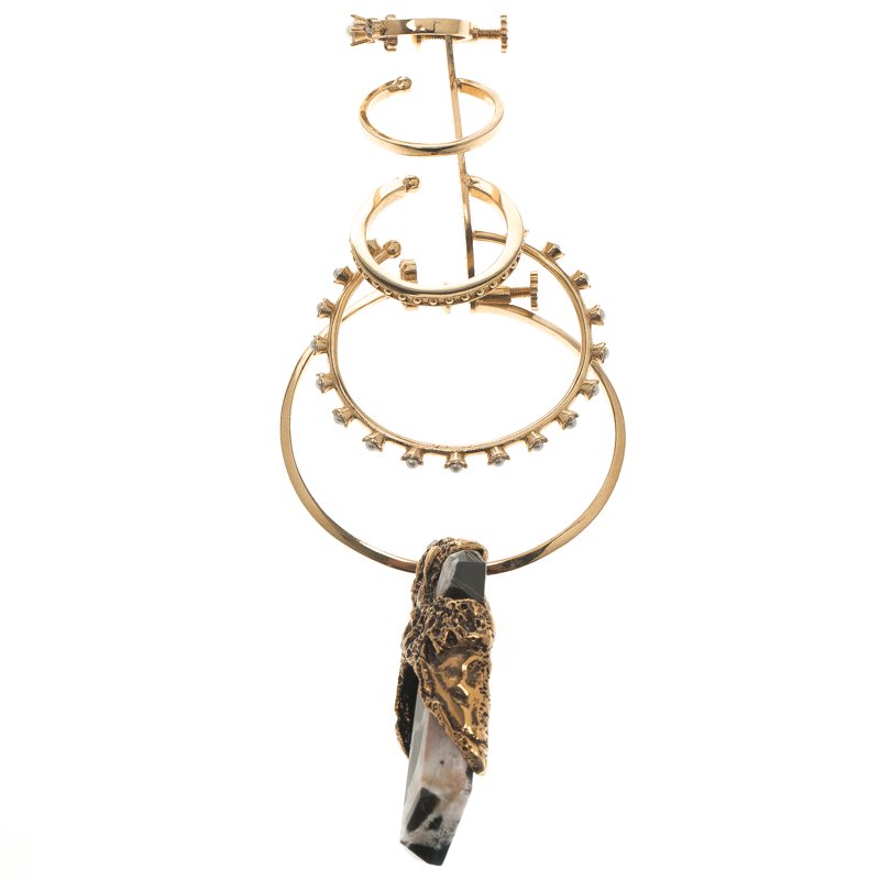 Pre Owned Alexander McQueen Hoop Detailed Gold Plated Single Ear Cuff