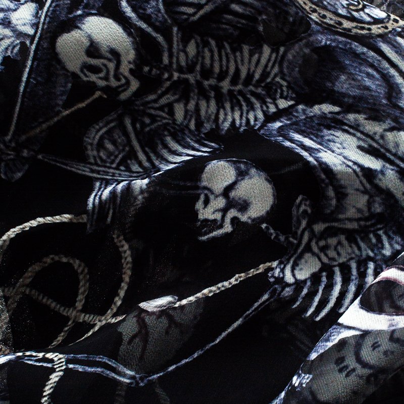 Pre Owned Alexander McQueen Black Printed Silk Chiffon Square Scarf