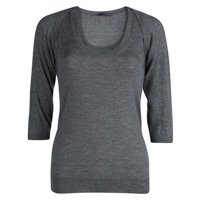 Pre Owned Alexander McQueen Grey Cashmere Bolero and Top Set S/M