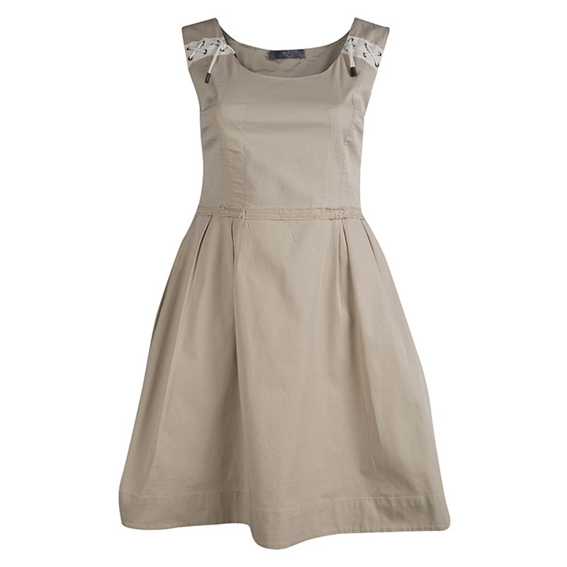 Pre Owned Alexander McQueen Beige Cotton Sleeveless Dress M