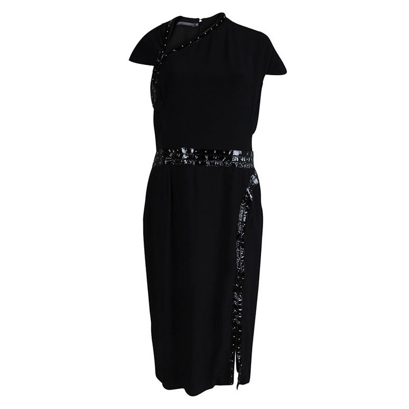 Pre Owned Alexander McQueen Black Stud Embelished Dress L