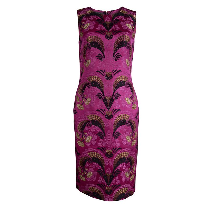 مملوكة مسبقًا Alexander Mcqueen Pink Brocade Sleeveless Shift Dress M