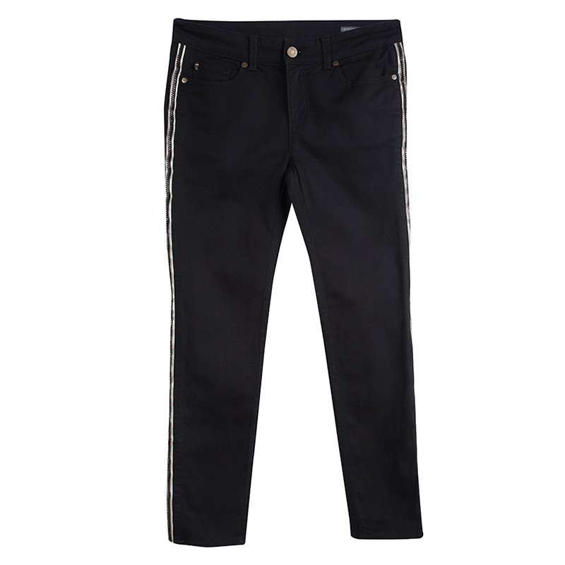 Pre Owned Alexander McQueen Black Denim Zip Trim Detail Skinny Jeans S