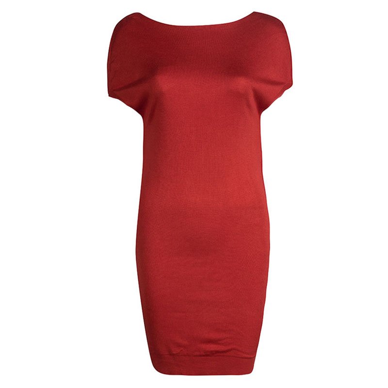 Alexander McQueen Red Knit Cowl Neck Dress XXS
