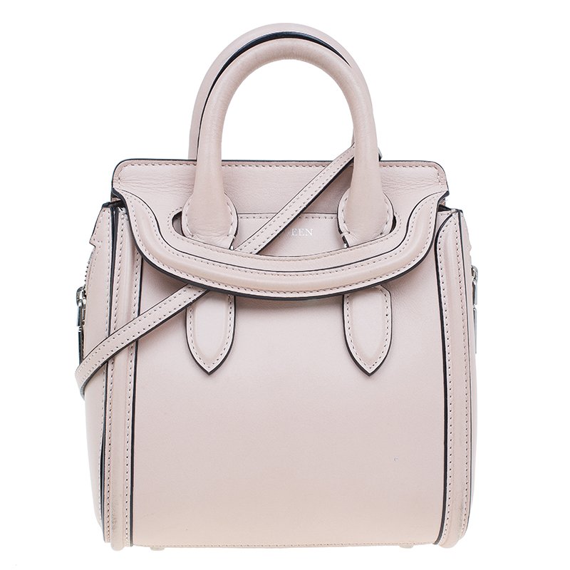 Pre Owned حقيبة ألكساندر ماكوين ميني هيروين جلد بيج للكتف