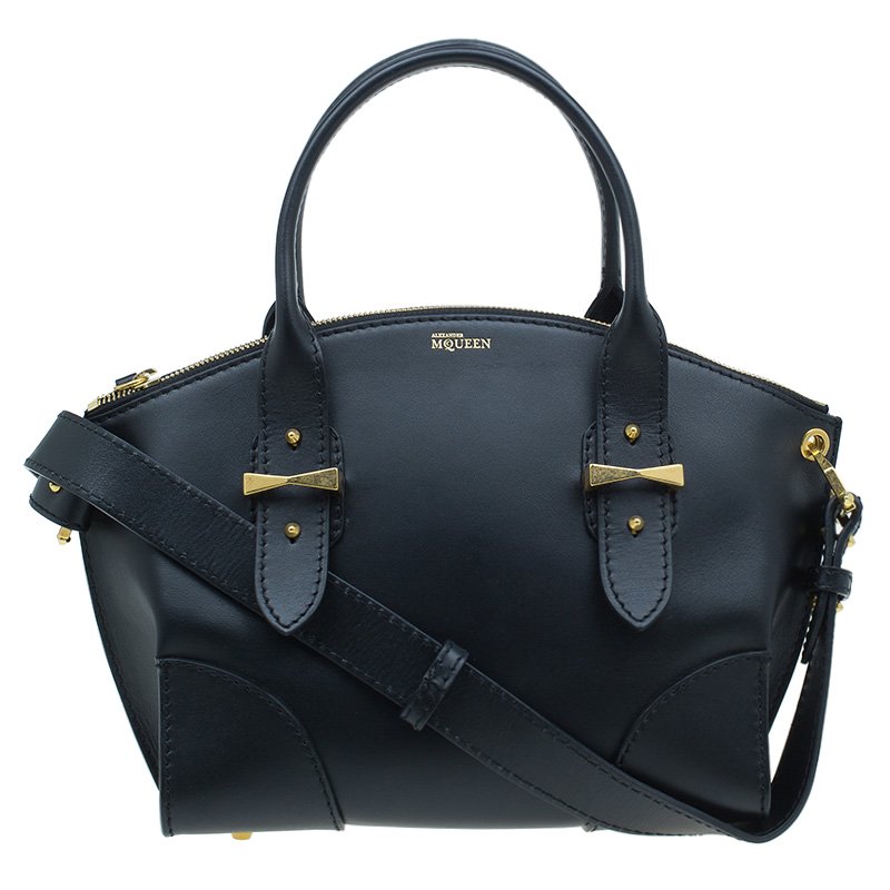 Pre Owned حقيبة أليكساندر مكوين ليغند جلد عجل أسود صغيرة