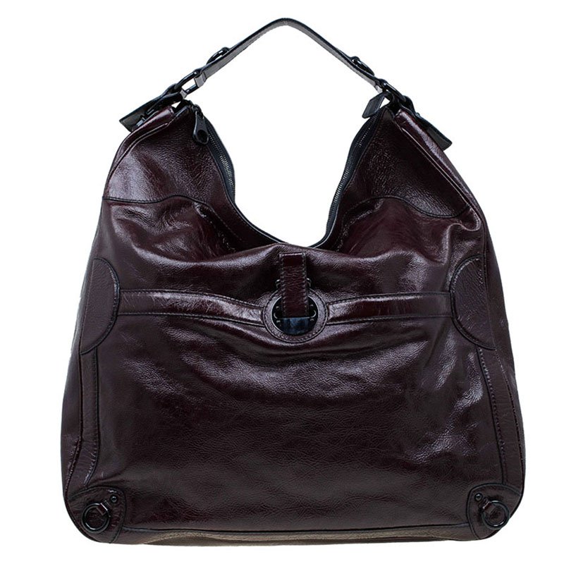 Alexander Mcqueen Burgundy Glazed Leather Hobo Alexander McQueen | TLC