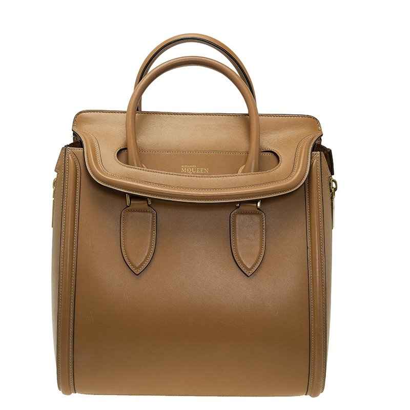Pre Owned Alexander McQueen Brown Leather Medium Heroine Tote 