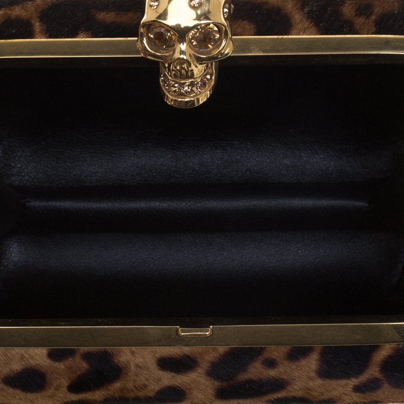 Alexander McQueen Leopard Print Calf Hair Skull Box Clutch For Sale at  1stDibs