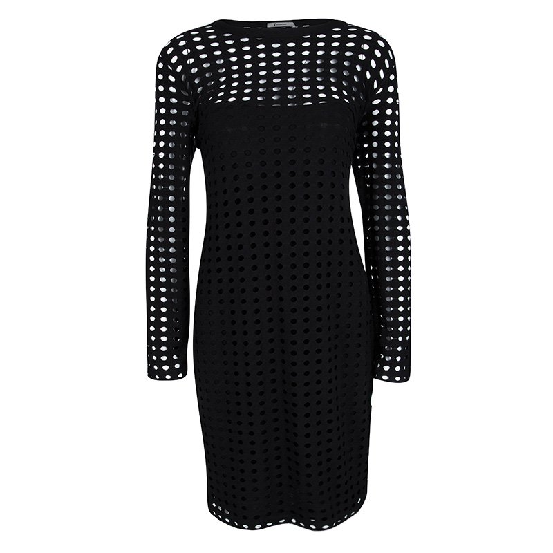 Pre Owned T By Alexander Wang Black Circular Cutout Detail Long Sleeve Dress L