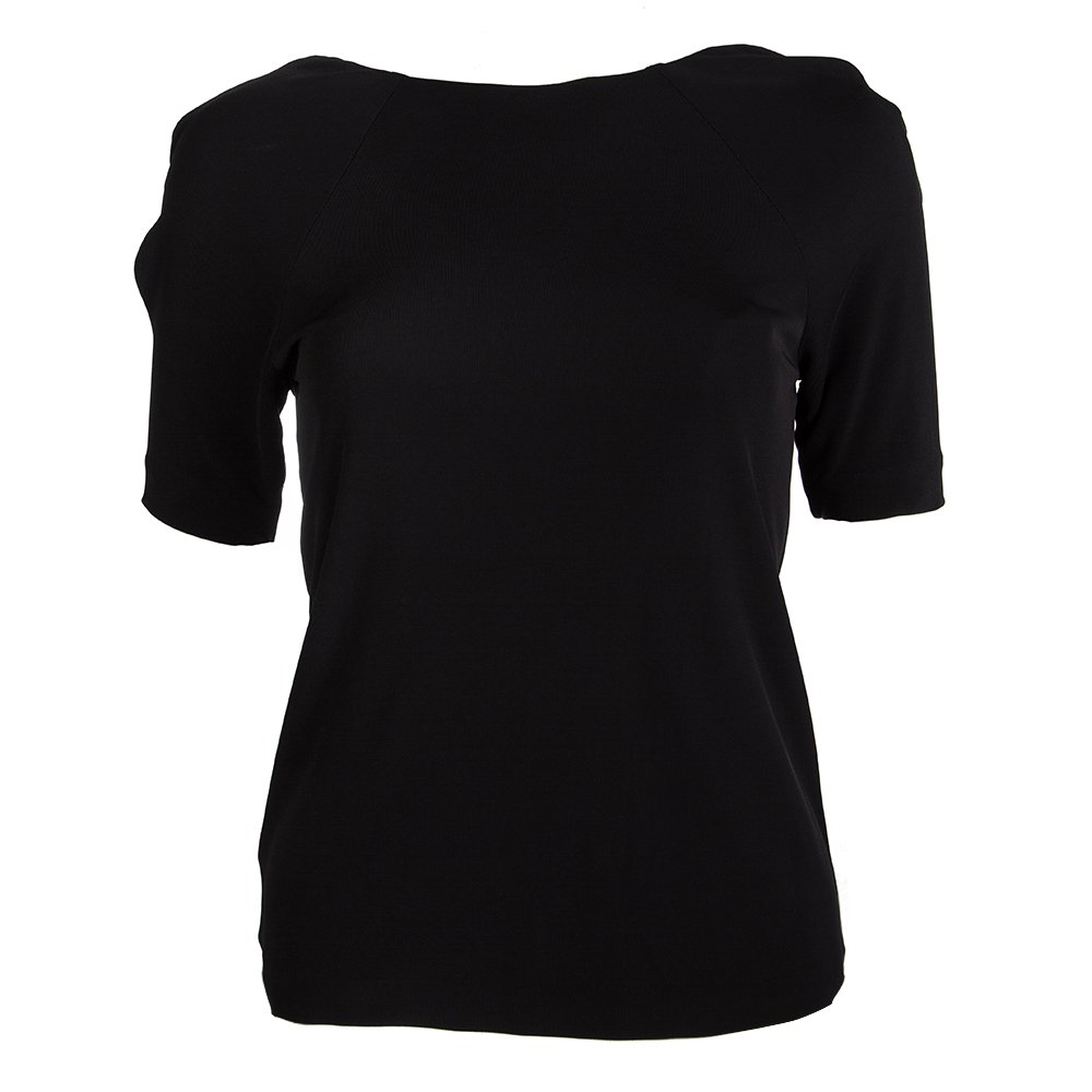 T By Alexander Wang Black Knit Draped Back Detail Short Sleeve Top XS