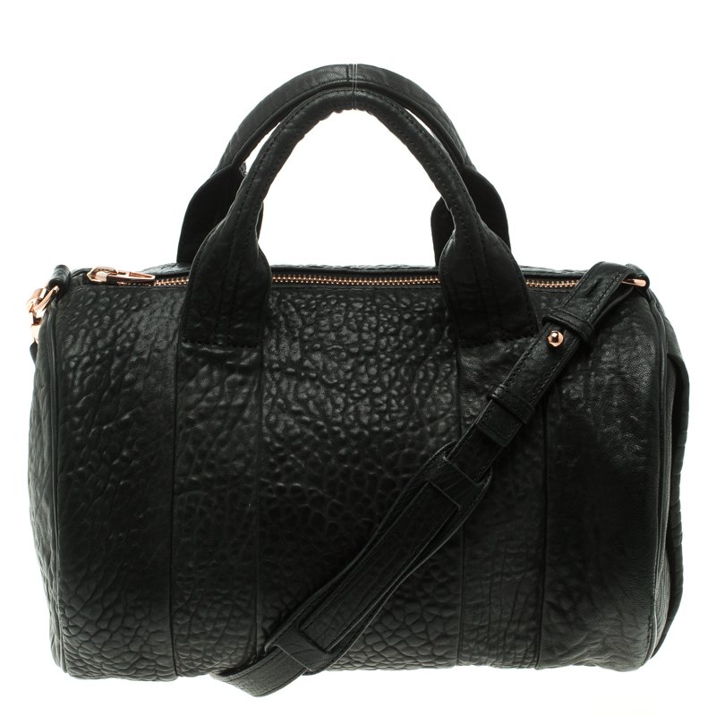 Alexander Wang Black Textured Leather Rocco Duffel Bag