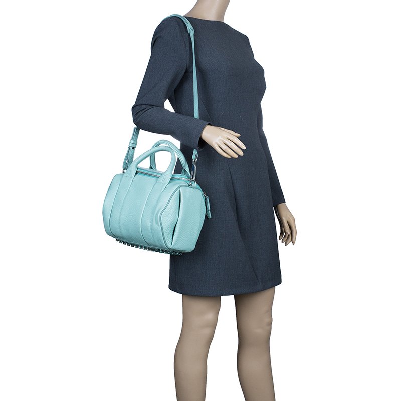 Alexander Peppermint Pebbled Leather Mini Rockie Duffel Bag
