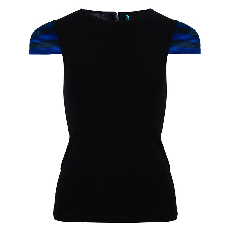 Pre Owned Alice + Olivia Black Cap Sleeve Top XS