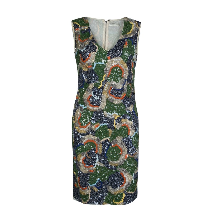 Pre Owned Alice + Olivia Multicolor Embellished Sleeveless Dress M