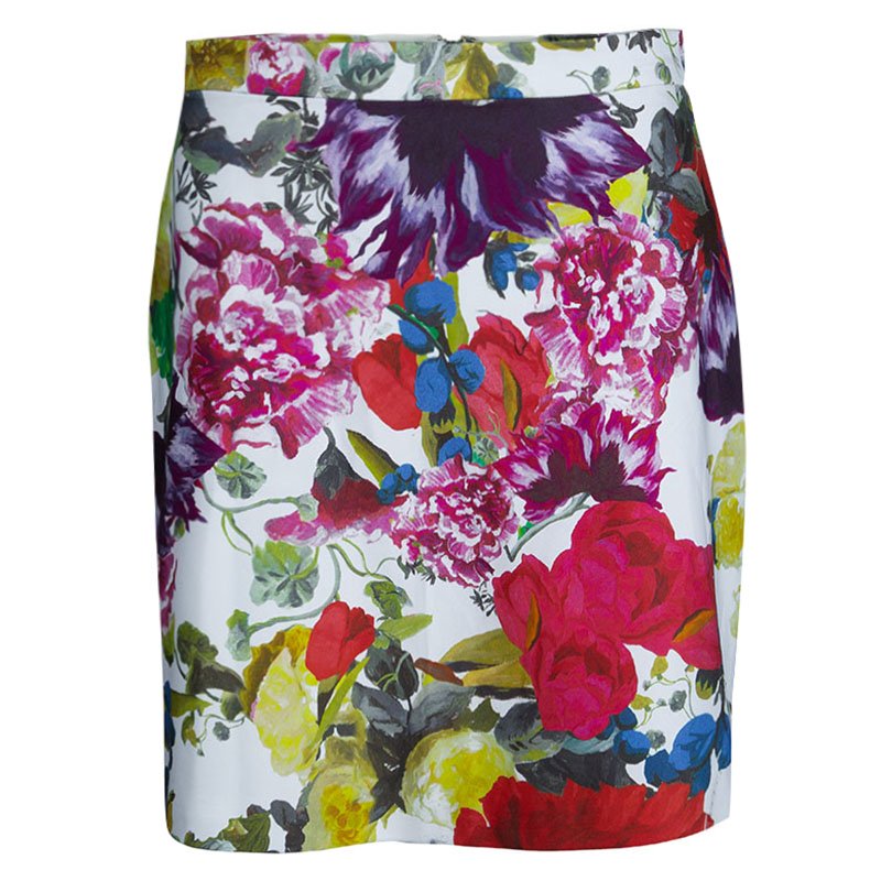 Pre Owned Alice + Olivia Multicolor Floral Printed Mini Skirt M