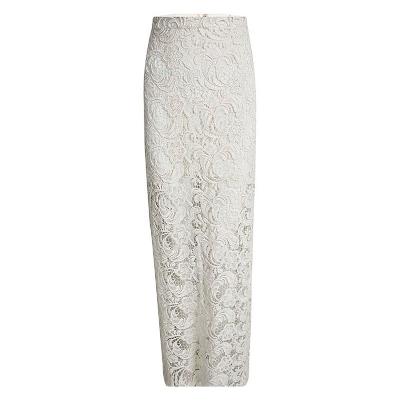 Alice + Olivia Cream Floral Lace Maxi Skirt M