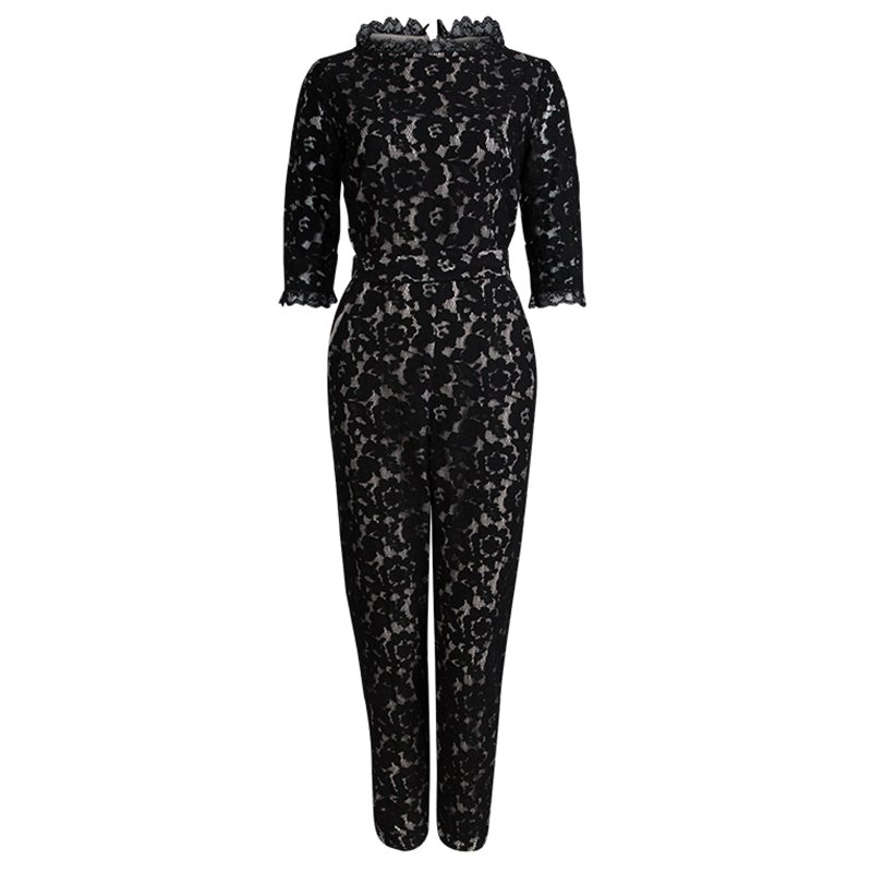 Alice by Temperley Black Lace Belted Jumpsuit M