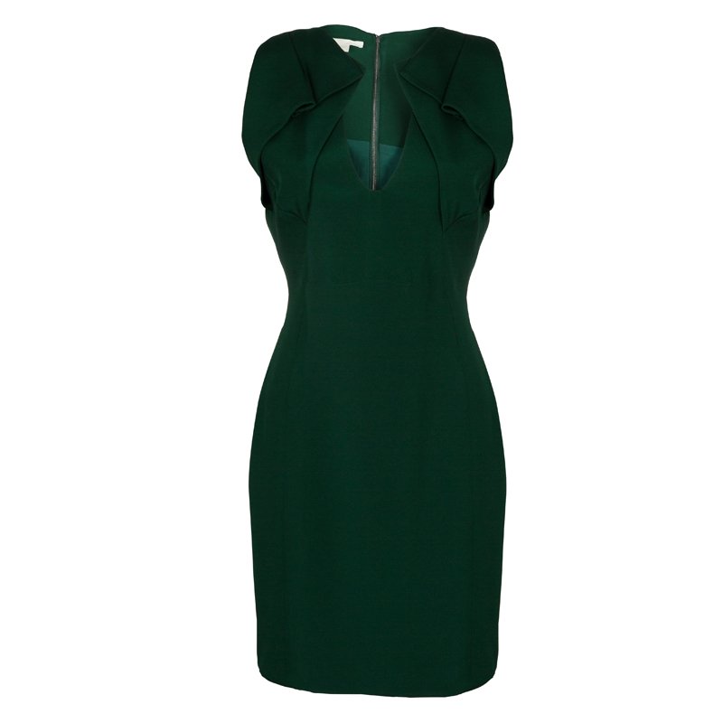 Antonio Berardi Dark Green Bodycon Sleeveless Dress M