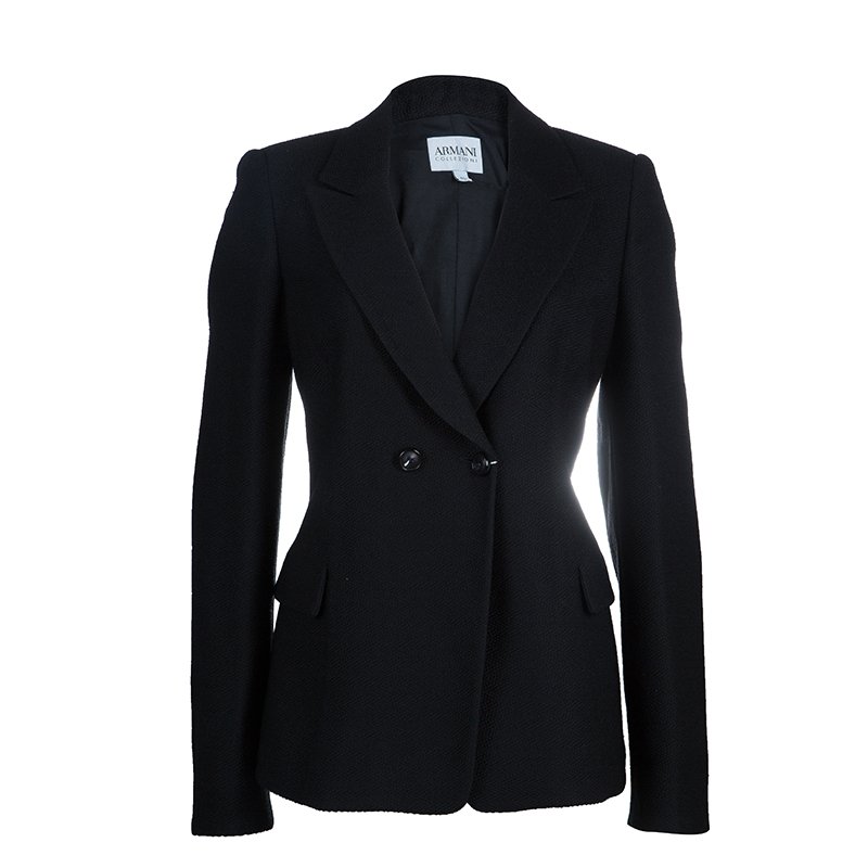 Pre Owned Armani Collezioni Black Notched Collar Blazer L