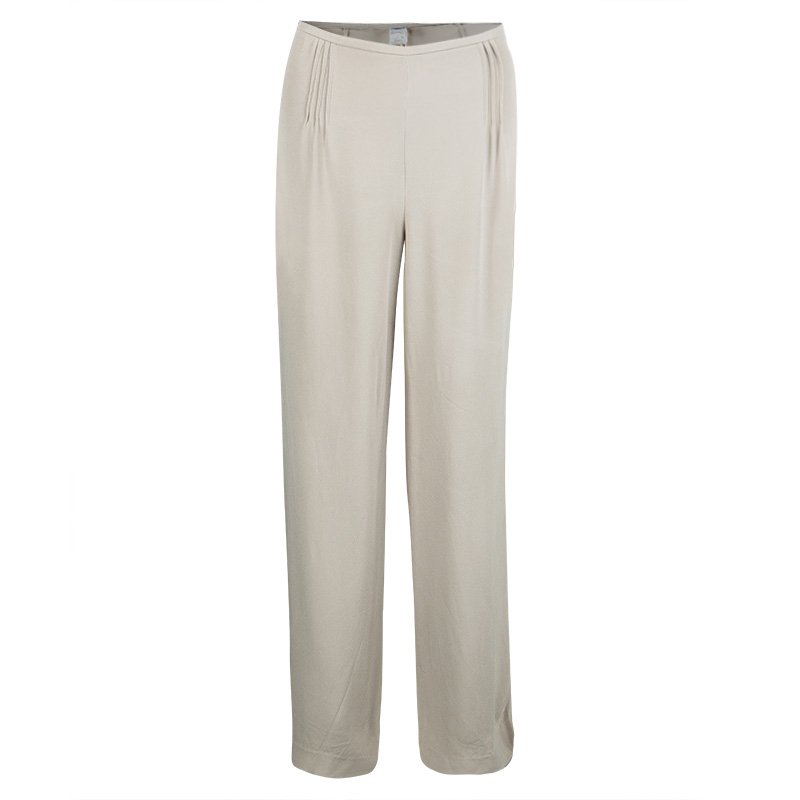 Pre Owned Armani Collezioni Beige Wide Leg Pants L