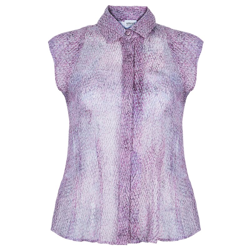 Pre Owned Armani Collezioni Floral Chiffon Top M