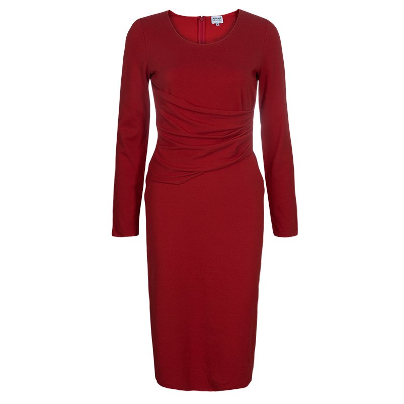 Pre Owned Armani Collezioni Red Draped Dress S