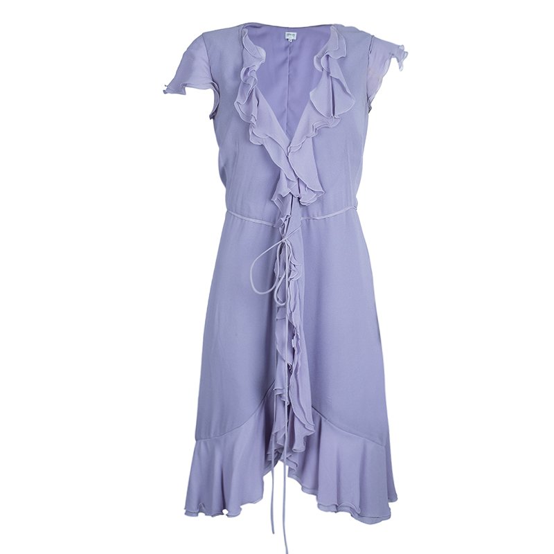 مملوكة مسبقًا Armani Collezioni Lilac Wrap Dress M