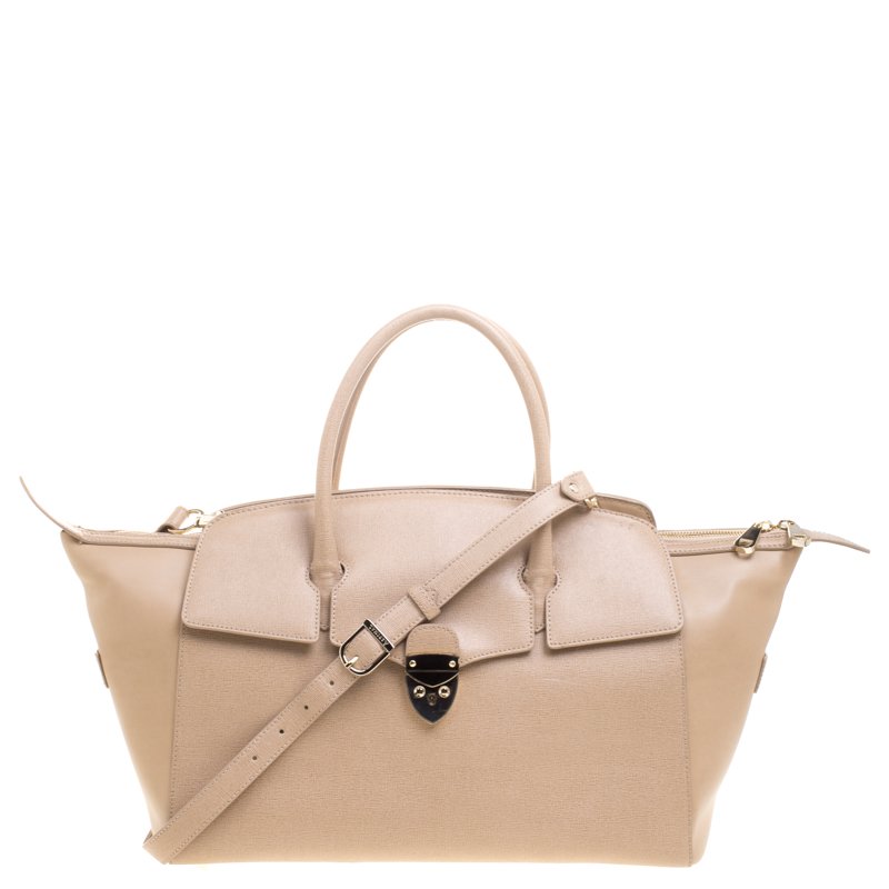 Aspinal of London Beige Leather Berkeley Satchel